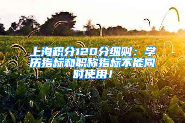 上海积分120分细则：学历指标和职称指标不能同时使用！