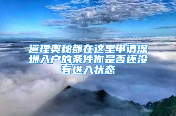 道理奥秘都在这里申请深圳入户的条件你是否还没有进入状态