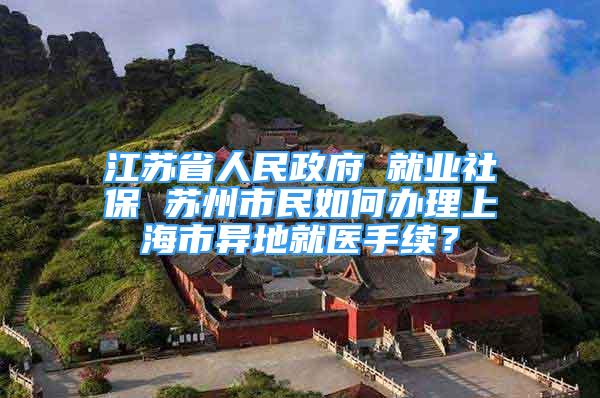 江苏省人民政府 就业社保 苏州市民如何办理上海市异地就医手续？