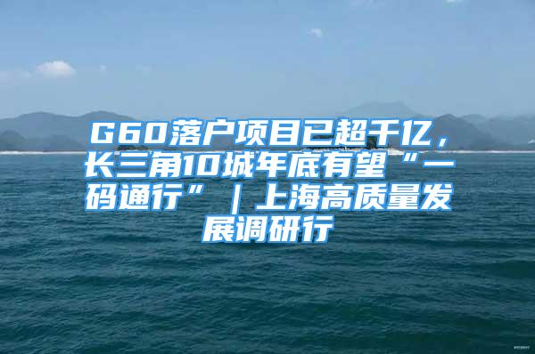 G60落户项目已超千亿，长三角10城年底有望“一码通行”｜上海高质量发展调研行