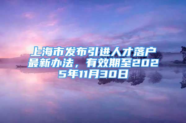 上海市发布引进人才落户最新办法，有效期至2025年11月30日