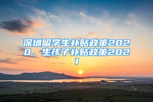 深圳留学生补贴政策2020，生孩子补贴政策2021