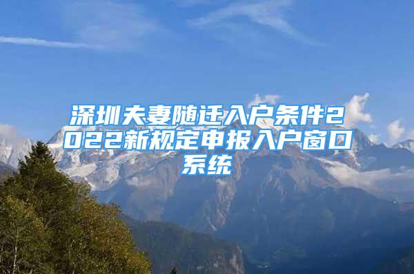 深圳夫妻随迁入户条件2022新规定申报入户窗口系统