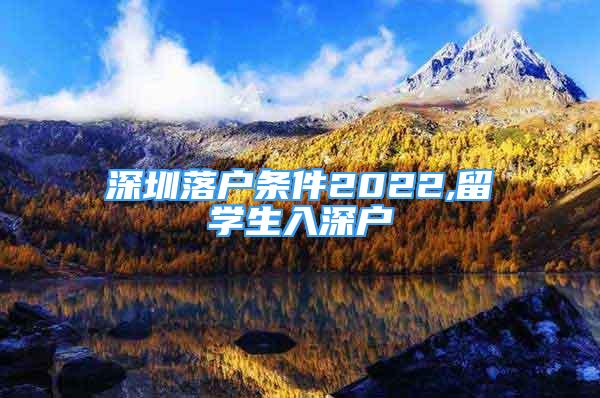 深圳落户条件2022,留学生入深户