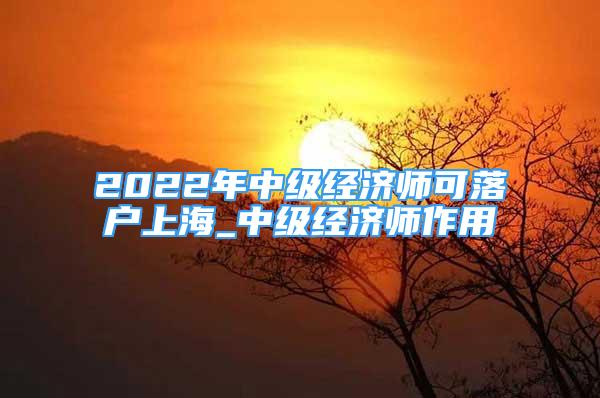 2022年中级经济师可落户上海_中级经济师作用