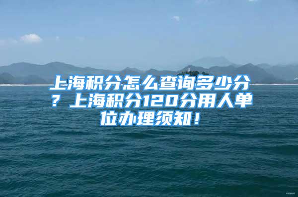 上海积分怎么查询多少分？上海积分120分用人单位办理须知！