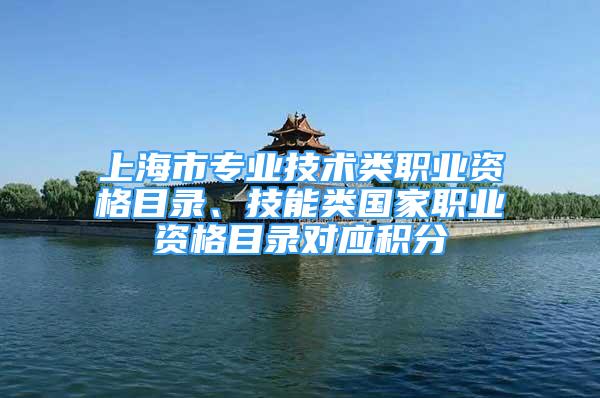 上海市专业技术类职业资格目录、技能类国家职业资格目录对应积分