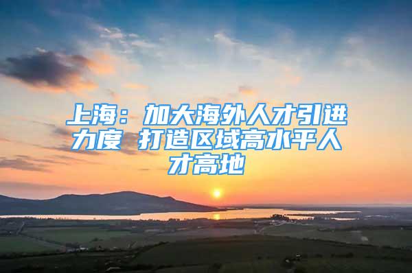 上海：加大海外人才引进力度 打造区域高水平人才高地