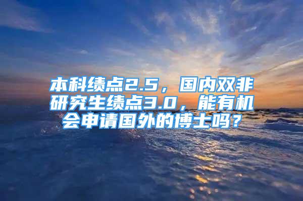 本科绩点2.5，国内双非研究生绩点3.0，能有机会申请国外的博士吗？