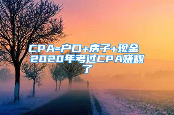 CPA=户口+房子+现金 2020年考过CPA赚翻了