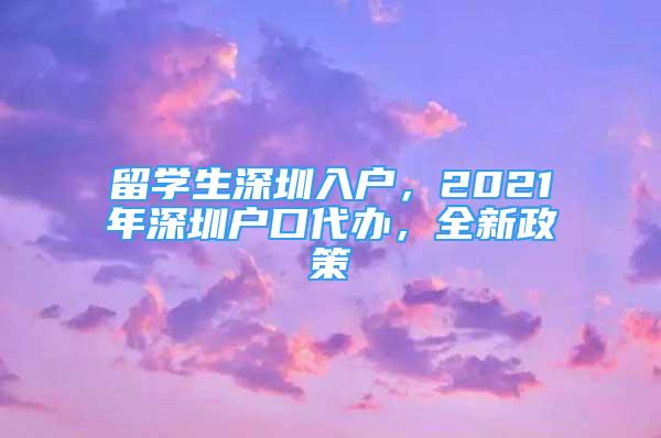 留学生深圳入户，2021年深圳户口代办，全新政策