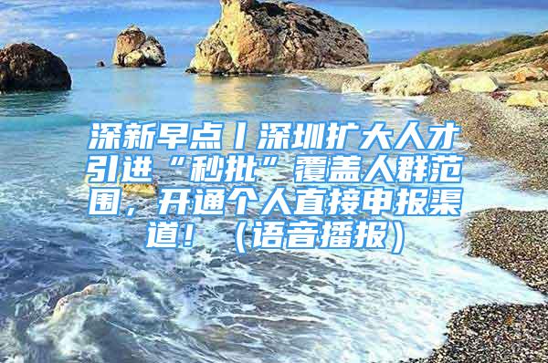 深新早点丨深圳扩大人才引进“秒批”覆盖人群范围，开通个人直接申报渠道！（语音播报）