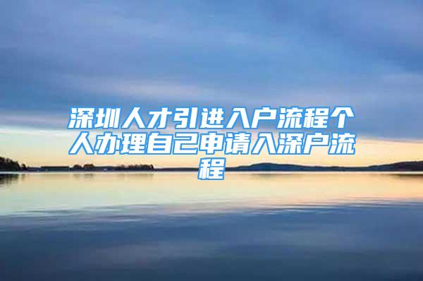 深圳人才引进入户流程个人办理自己申请入深户流程