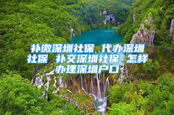 补缴深圳社保 代办深圳社保 补交深圳社保 怎样办理深圳户口