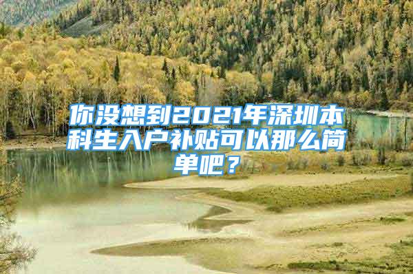 你没想到2021年深圳本科生入户补贴可以那么简单吧？