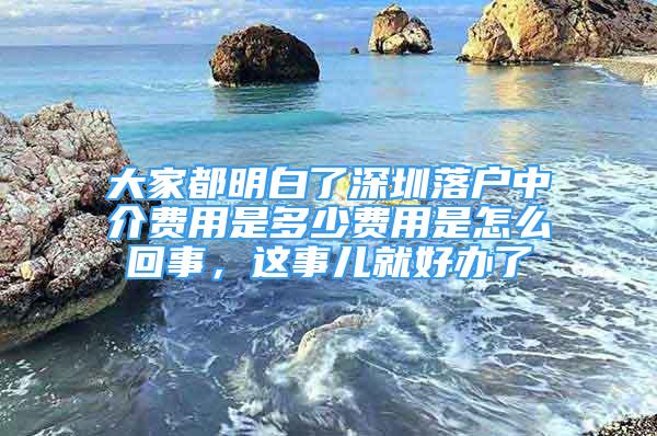 大家都明白了深圳落户中介费用是多少费用是怎么回事，这事儿就好办了