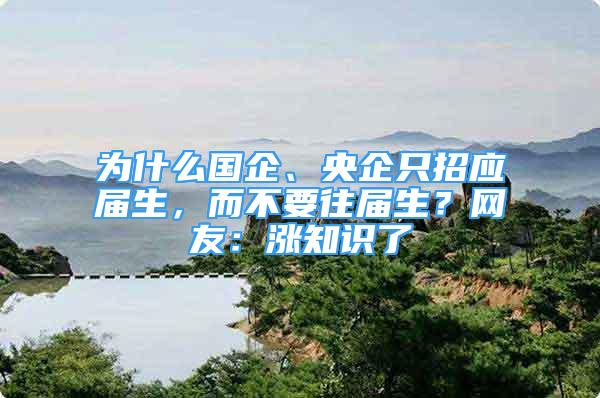 为什么国企、央企只招应届生，而不要往届生？网友：涨知识了