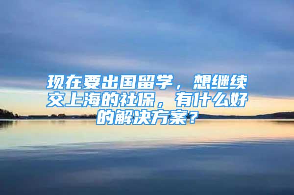 现在要出国留学，想继续交上海的社保，有什么好的解决方案？