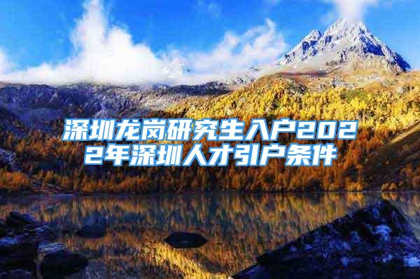 深圳龙岗研究生入户2022年深圳人才引户条件