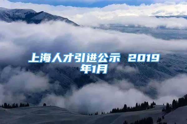 上海人才引进公示 2019年1月