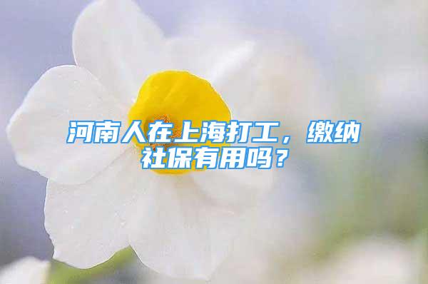 河南人在上海打工，缴纳社保有用吗？