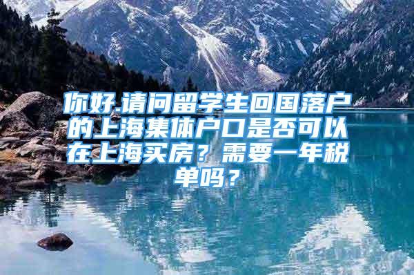 你好.请问留学生回国落户的上海集体户口是否可以在上海买房？需要一年税单吗？