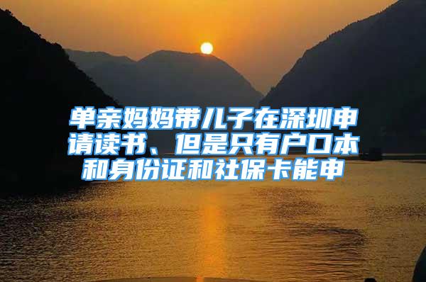 单亲妈妈带儿子在深圳申请读书、但是只有户口本和身份证和社保卡能申