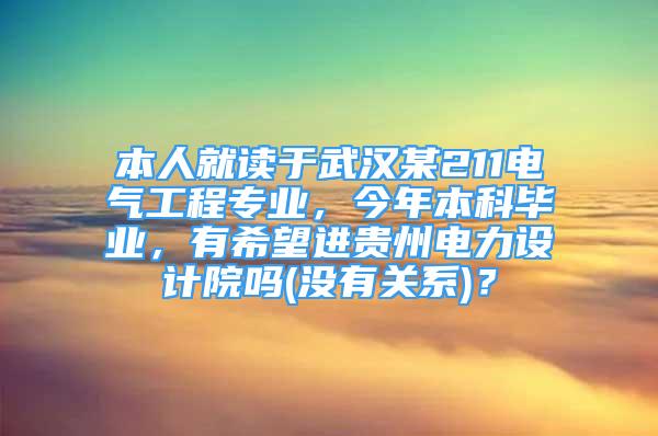 本人就读于武汉某211电气工程专业，今年本科毕业，有希望进贵州电力设计院吗(没有关系)？