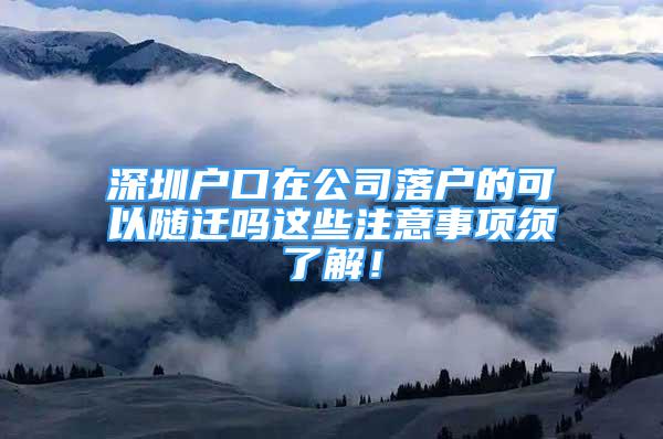 深圳户口在公司落户的可以随迁吗这些注意事项须了解！