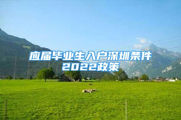 应届毕业生入户深圳条件2022政策