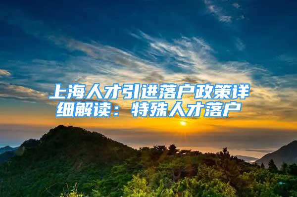 上海人才引进落户政策详细解读：特殊人才落户