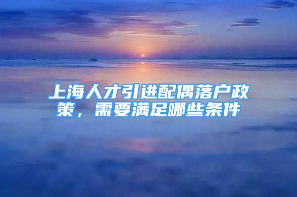 上海人才引进配偶落户政策，需要满足哪些条件