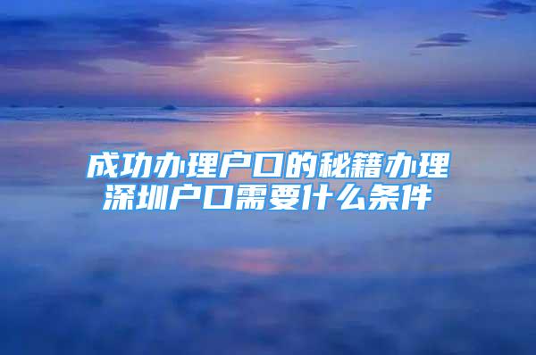 成功办理户口的秘籍办理深圳户口需要什么条件