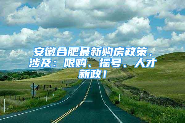 安徽合肥最新购房政策，涉及：限购、摇号、人才新政！