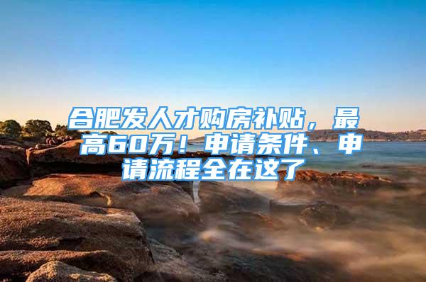 合肥发人才购房补贴，最 高60万！申请条件、申请流程全在这了