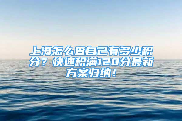 上海怎么查自己有多少积分？快速积满120分最新方案归纳！