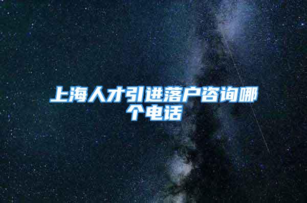 上海人才引进落户咨询哪个电话