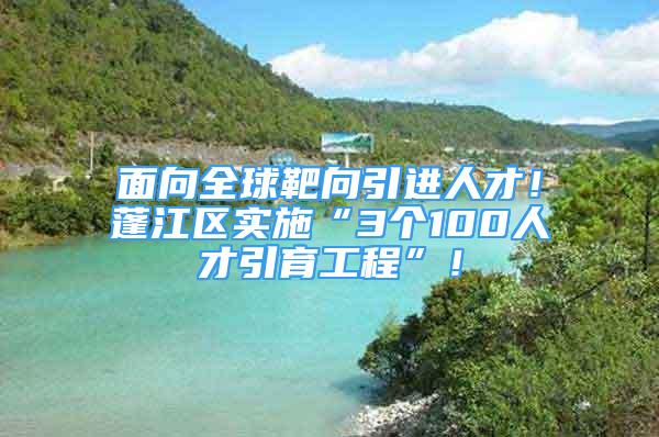 面向全球靶向引进人才！蓬江区实施“3个100人才引育工程”！