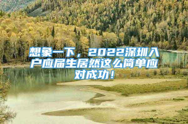 想象一下，2022深圳入户应届生居然这么简单应对成功！