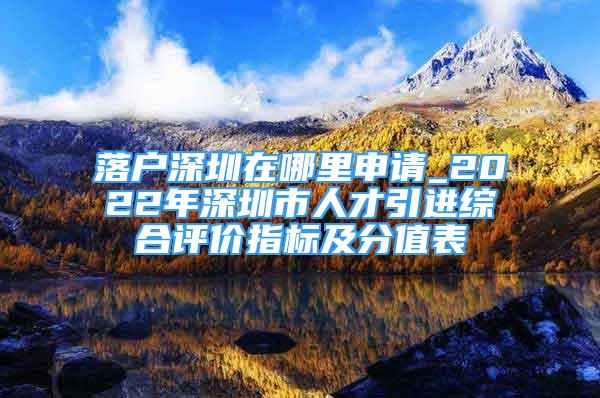 落户深圳在哪里申请_2022年深圳市人才引进综合评价指标及分值表