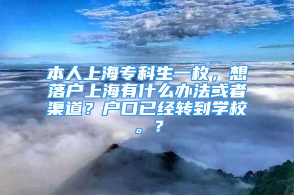 本人上海专科生一枚，想落户上海有什么办法或者渠道？户口已经转到学校。？