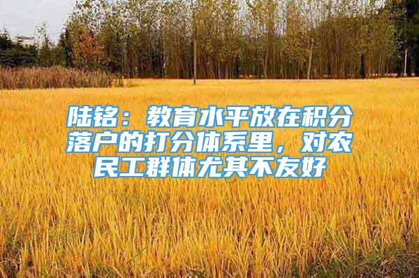 陆铭：教育水平放在积分落户的打分体系里，对农民工群体尤其不友好