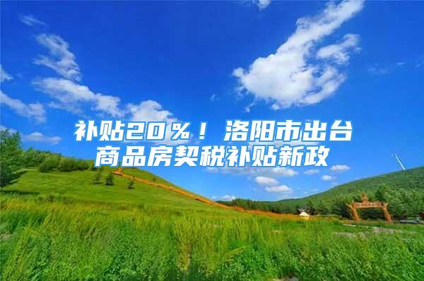 补贴20％！洛阳市出台商品房契税补贴新政