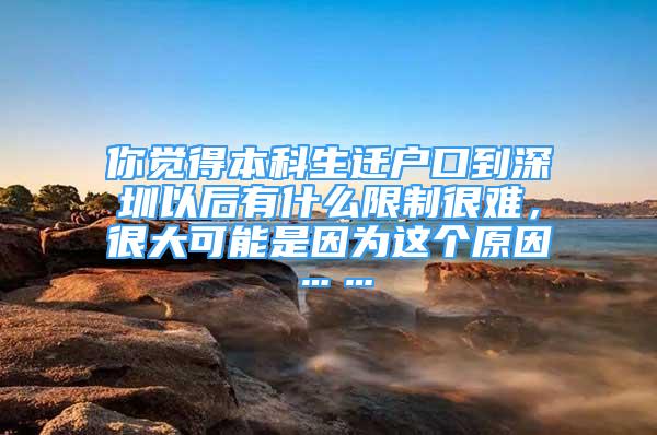 你觉得本科生迁户口到深圳以后有什么限制很难，很大可能是因为这个原因……