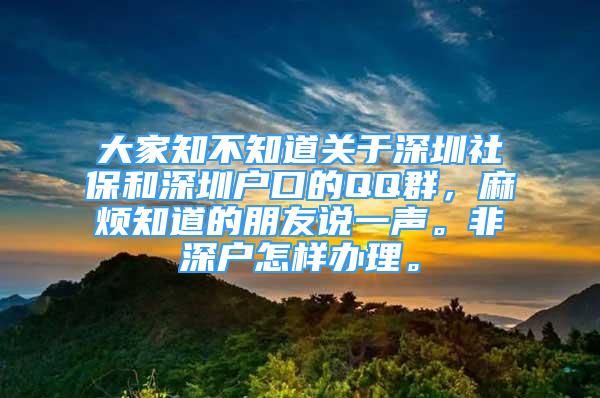 大家知不知道关于深圳社保和深圳户口的QQ群，麻烦知道的朋友说一声。非深户怎样办理。