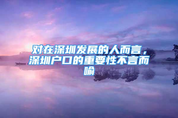 对在深圳发展的人而言，深圳户口的重要性不言而喻