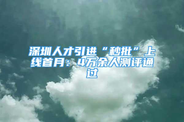 深圳人才引进“秒批”上线首月：4万余人测评通过