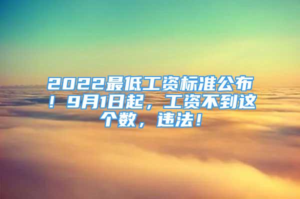 2022最低工资标准公布！9月1日起，工资不到这个数，违法！