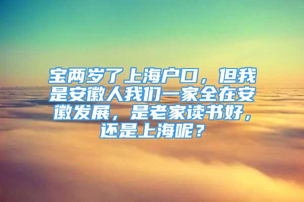 宝两岁了上海户口，但我是安徽人我们一家全在安徽发展，是老家读书好，还是上海呢？