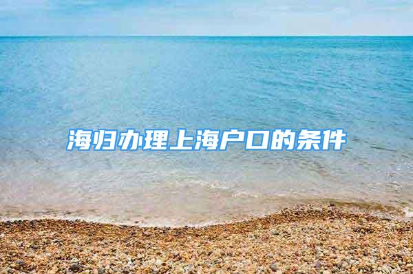 海归办理上海户口的条件